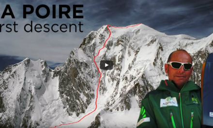 1r descens amb esquís de La Poire, Peuterey, Mont Blanc, per Edmond Joyeusaz